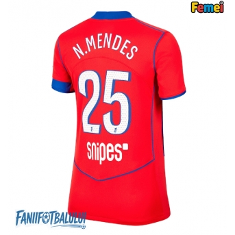 Paris Saint-Germain Nuno Mendes #25 Tricou Fotbal Replică 2025-26 Femei Treilea